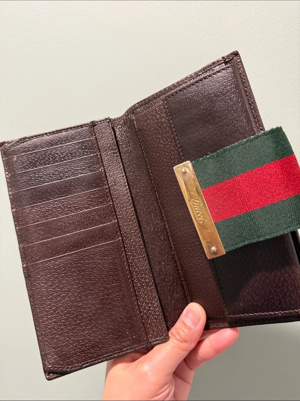Gucci Brown GG Canvas Wallet with Sherry Line - Picture 8 of 12